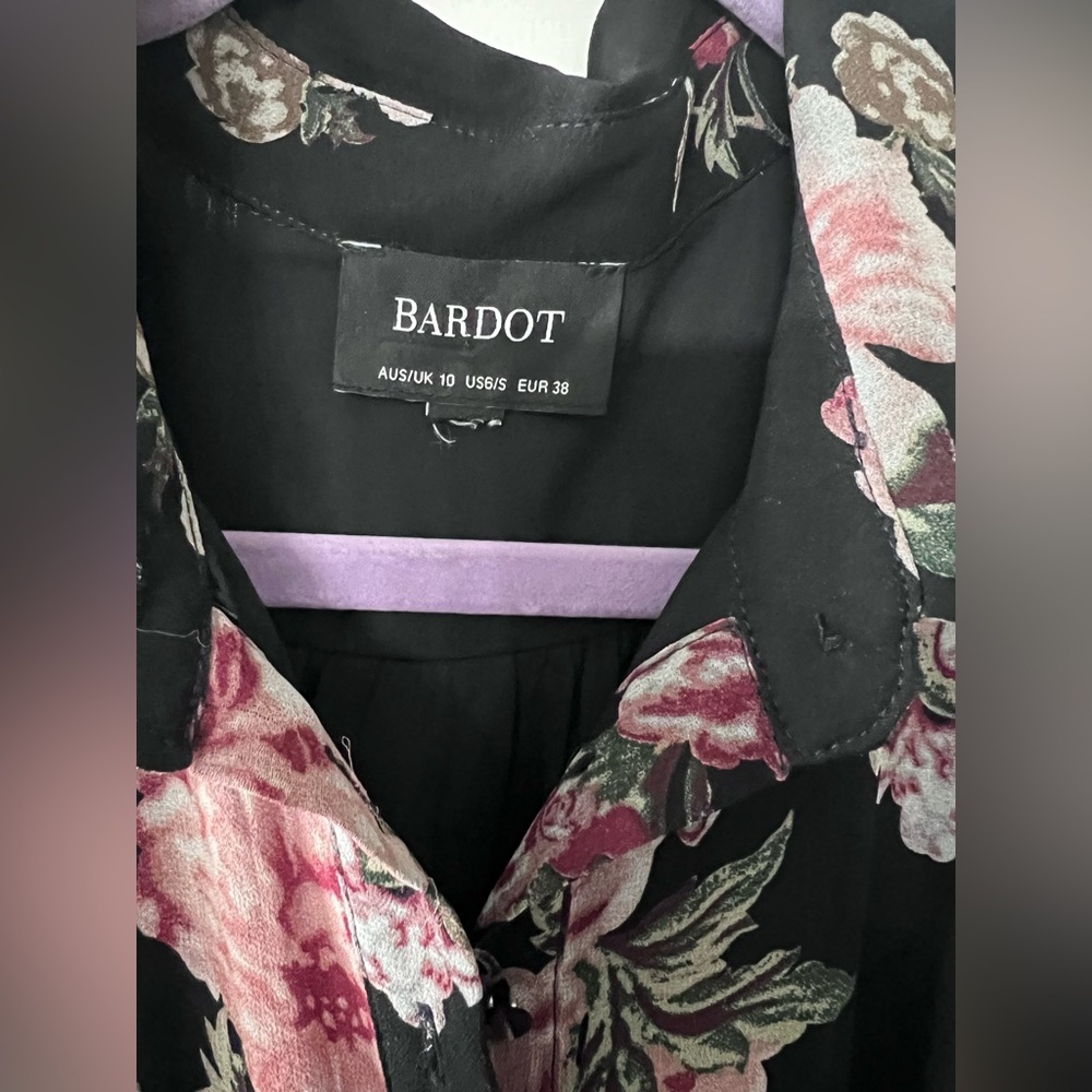 Bardot Floral Print Long Sleeve Chiffon Dress size 6 - Picture 6 of 13